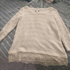 Cream top with lace bottom